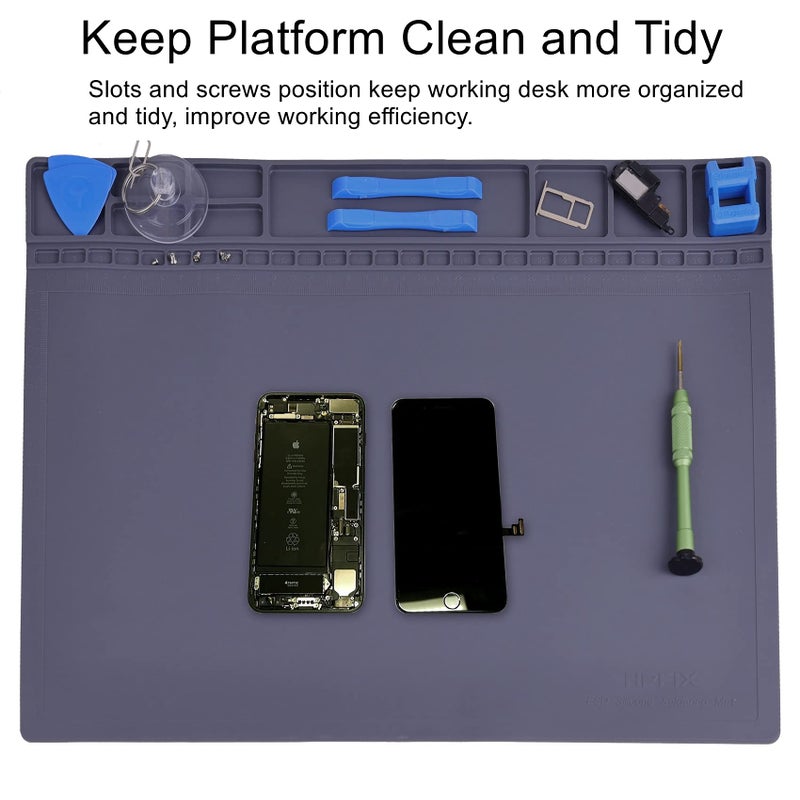 HPFIX Anti-Static Mat ESD Safe for Electronic Includes ESD Wristband and Grounding Wire, HPFIX Silicone Soldering Repair Mat 932Â°F Heat Resistant for iPhone iPad iMac, Laptop, Computer, 15.9â€ x 12â€ Grey - Image 3